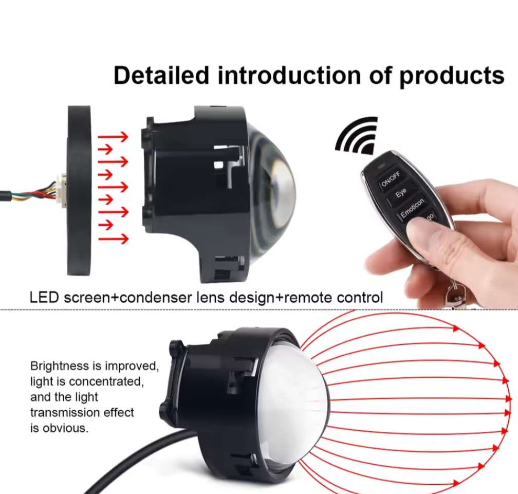 2PCS RGB LED Headlight Accent Lights – Remote Control | 33 Lighting Modes