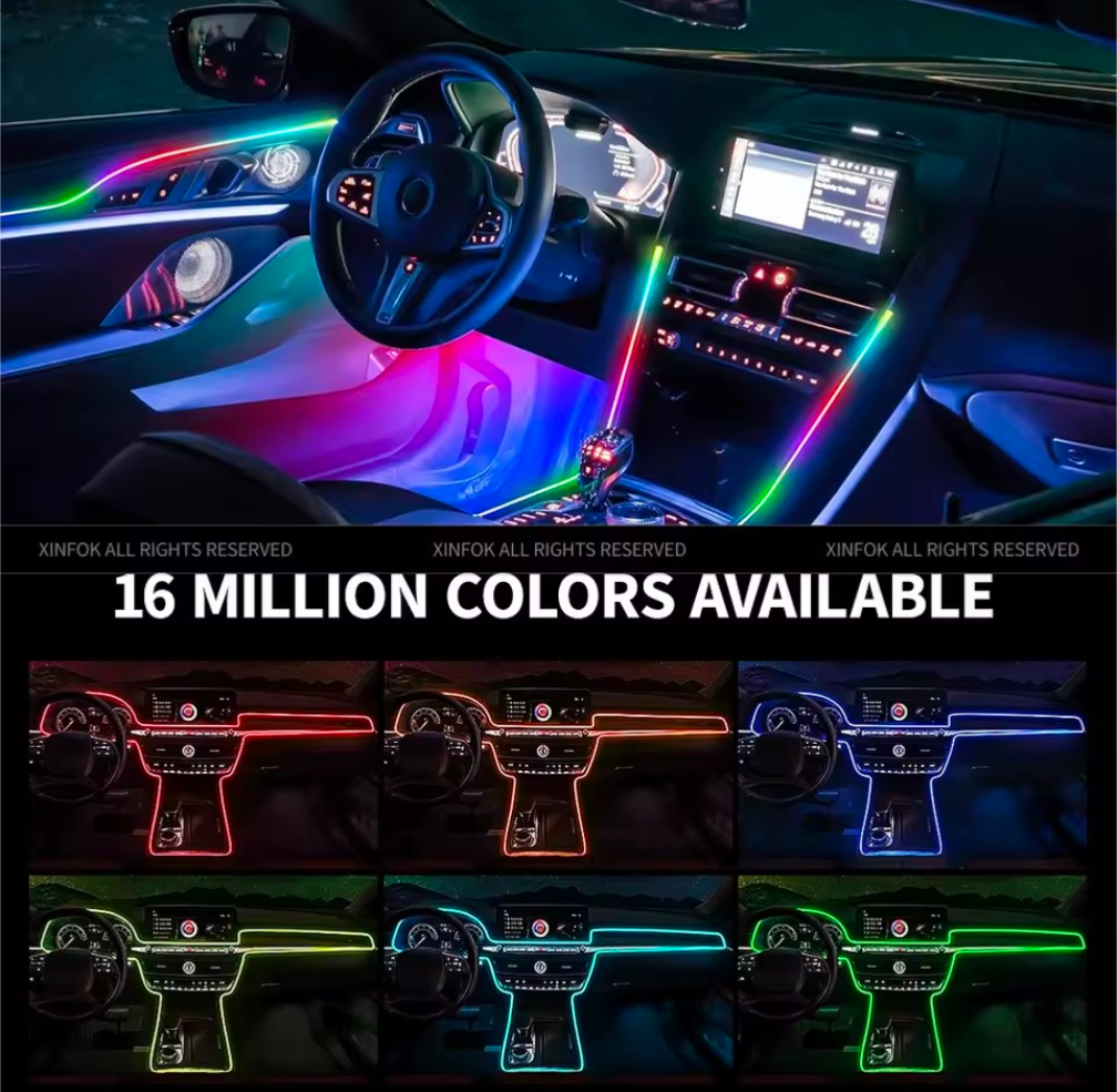 RGB Dreamcolor LED Car Interior Strip Light – 612 LEDs | APP, RF Remote and USB Control