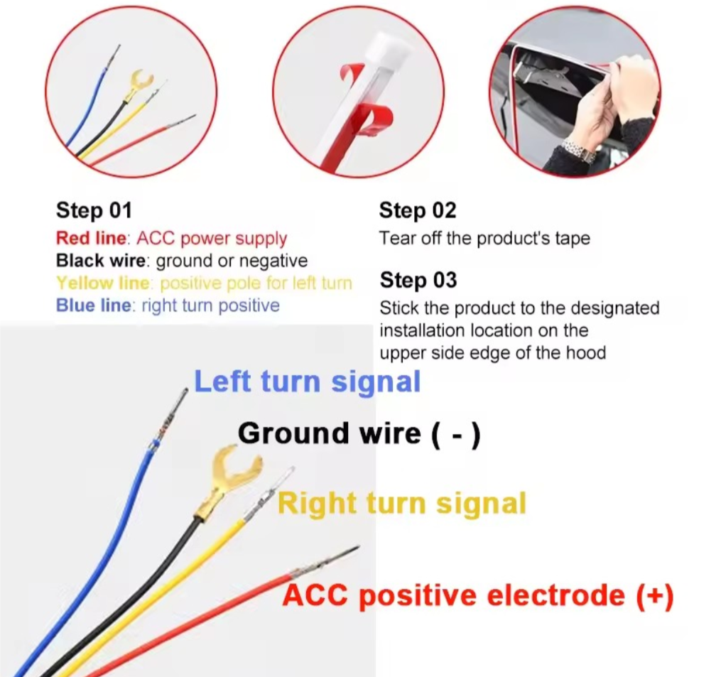 12V RGB LED Car Hood Light Strip – Ultra-Thin DRL with APP Control and Turn Signal