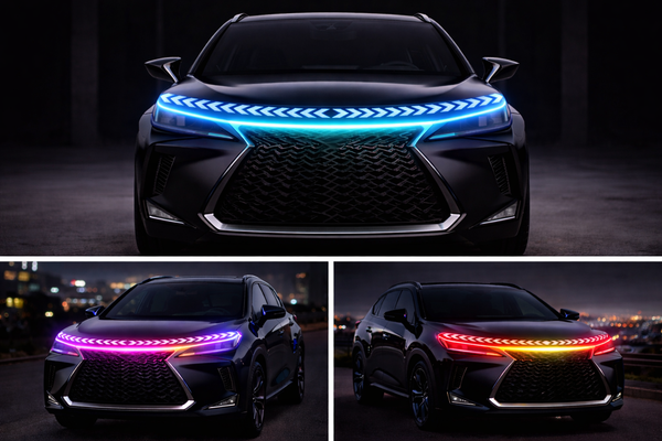 12V RGB LED Car Hood Light Strip – Ultra-Thin DRL with APP Control and Turn Signal