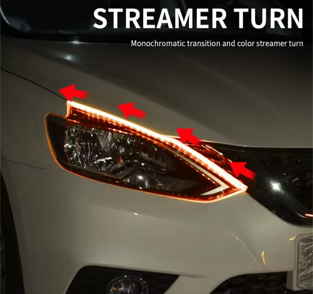 2PCS Symphony DRL RGB LED Daytime Running Light Strip – APP Control Flowing Turn Signal