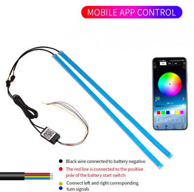 2PCS Symphony DRL RGB LED Daytime Running Light Strip – APP Control Flowing Turn Signal