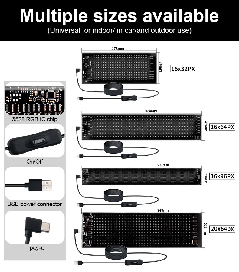 LED Matrix Pixel Display Screen – Smart RGB Atmosphere Light (USB 5V)