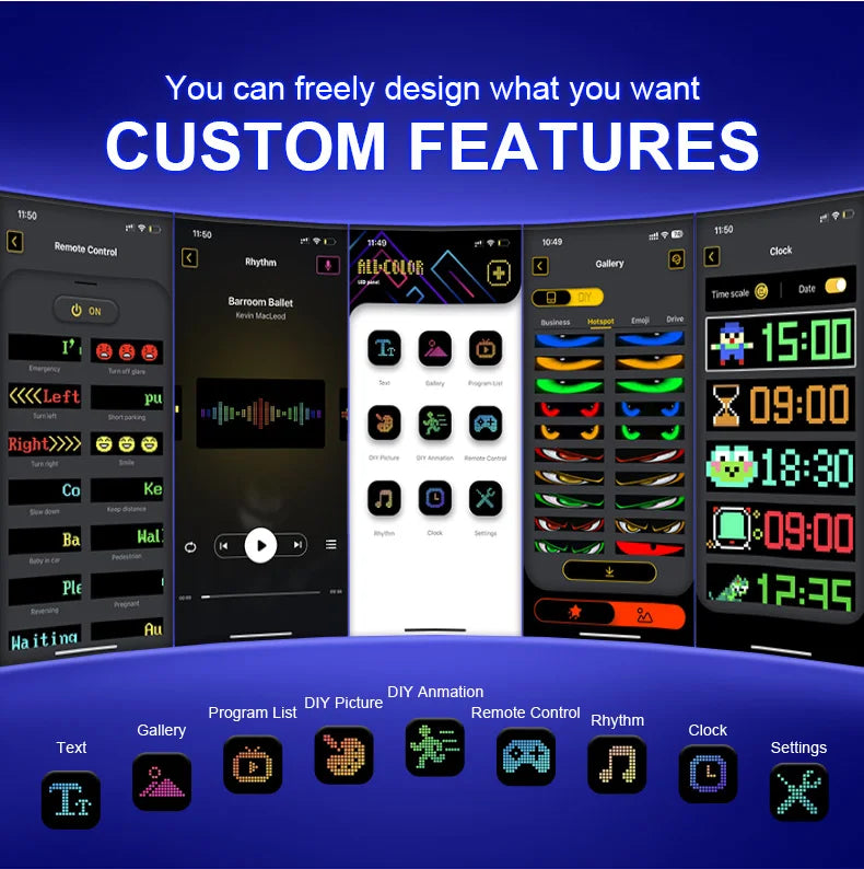 LED Matrix Pixel Display Screen – Smart RGB Atmosphere Light (USB 5V)