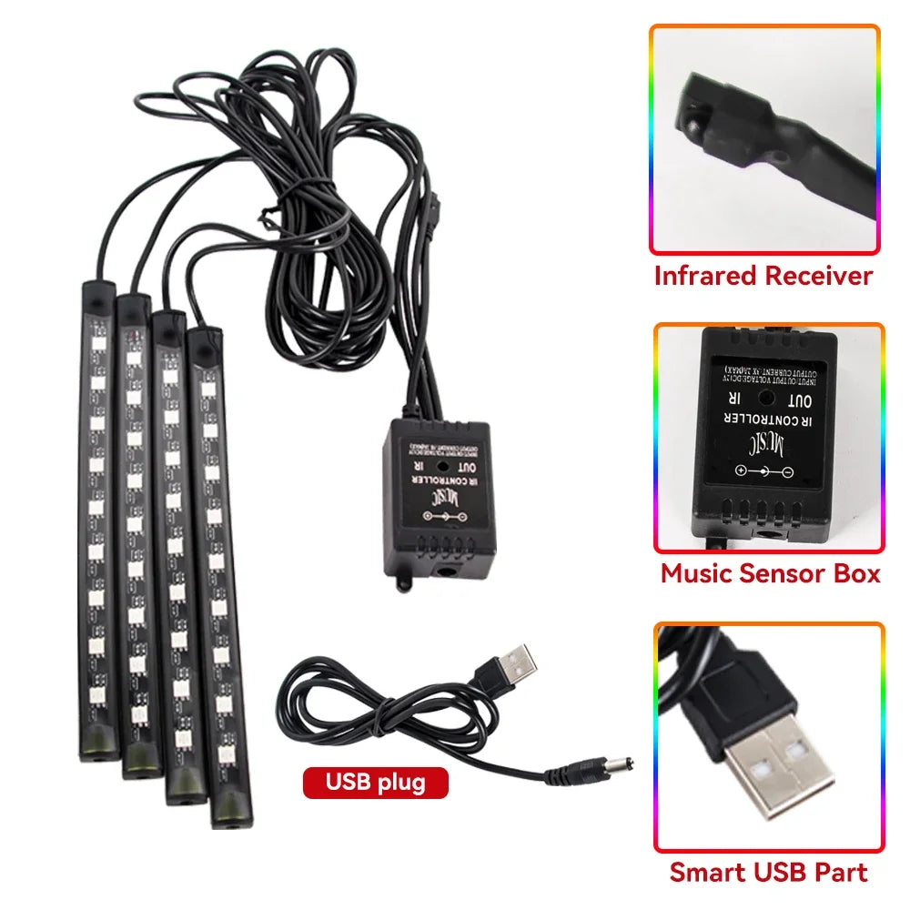 RGB Car Interior Ambient Light Strip – Music & Voice Control