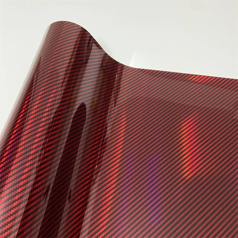 Laser Carbon Fiber Vinyl Wrap Film – Red