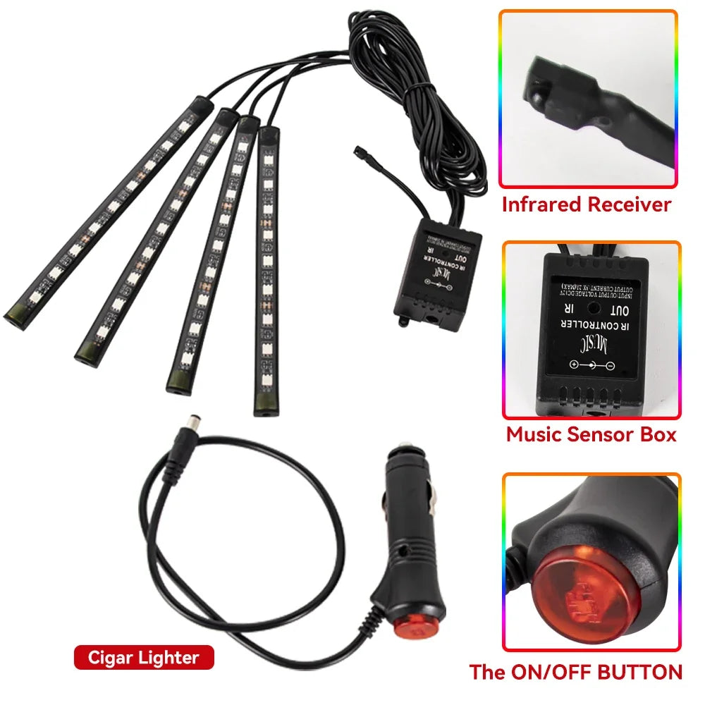 RGB Car Interior Ambient Light Strip – Music & Voice Control