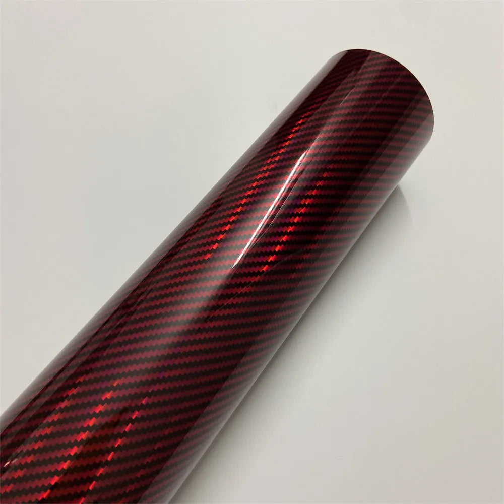 Laser Carbon Fiber Vinyl Wrap Film – Red