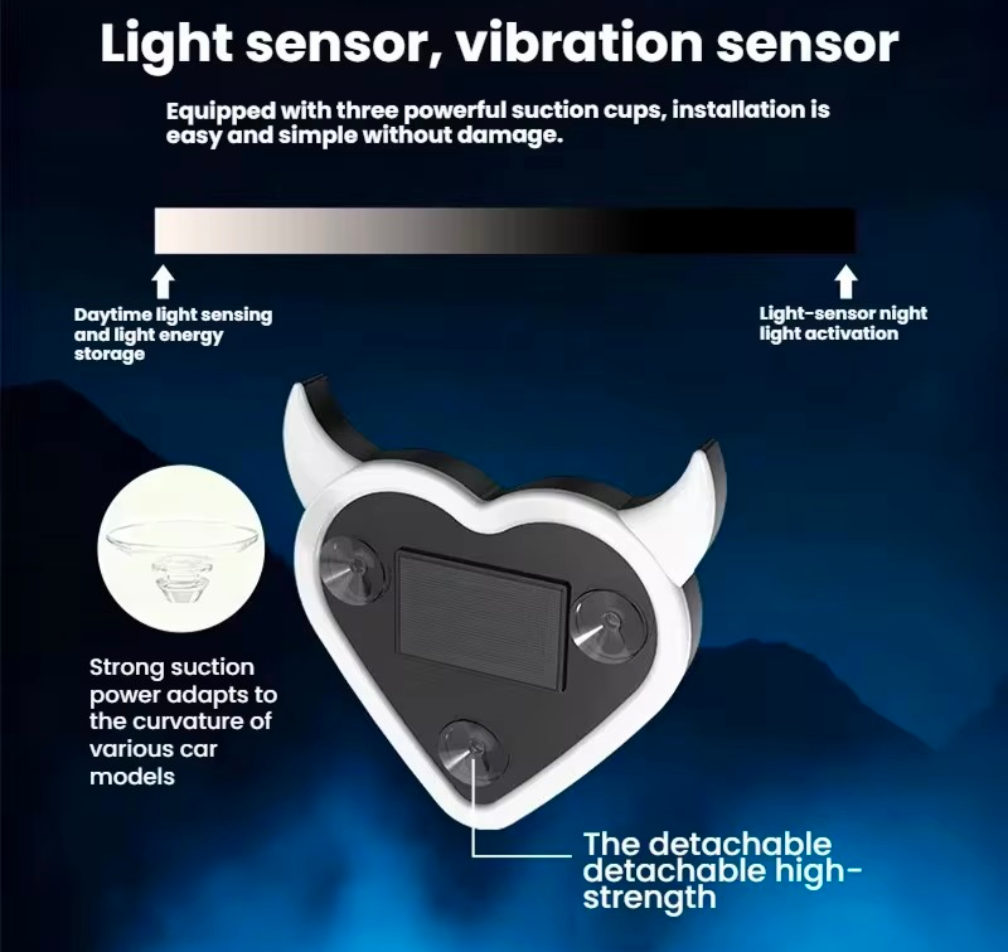 Solar LED Heart Dashboard Light – Neon Car Interior Decoration