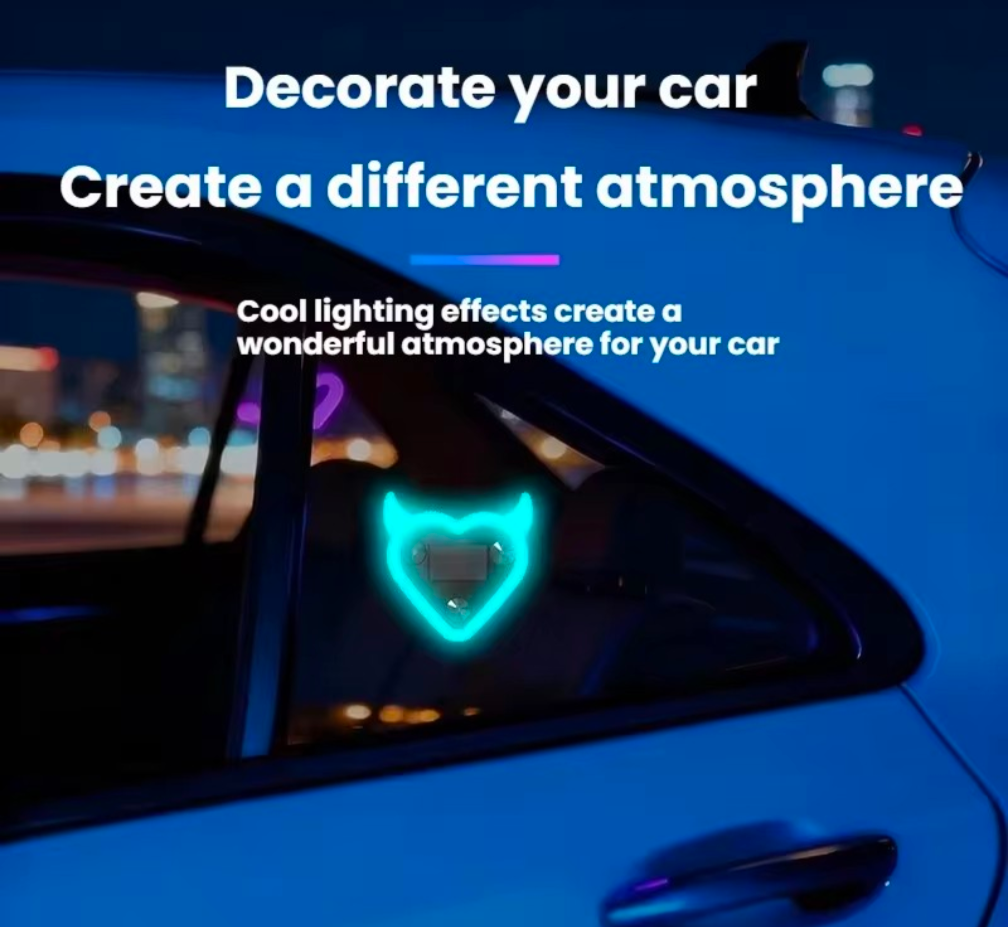 Solar LED Heart Dashboard Light – Neon Car Interior Decoration