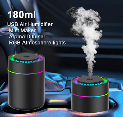 USB Mini Cool Mist Humidifier with Colorful Light – 180mL