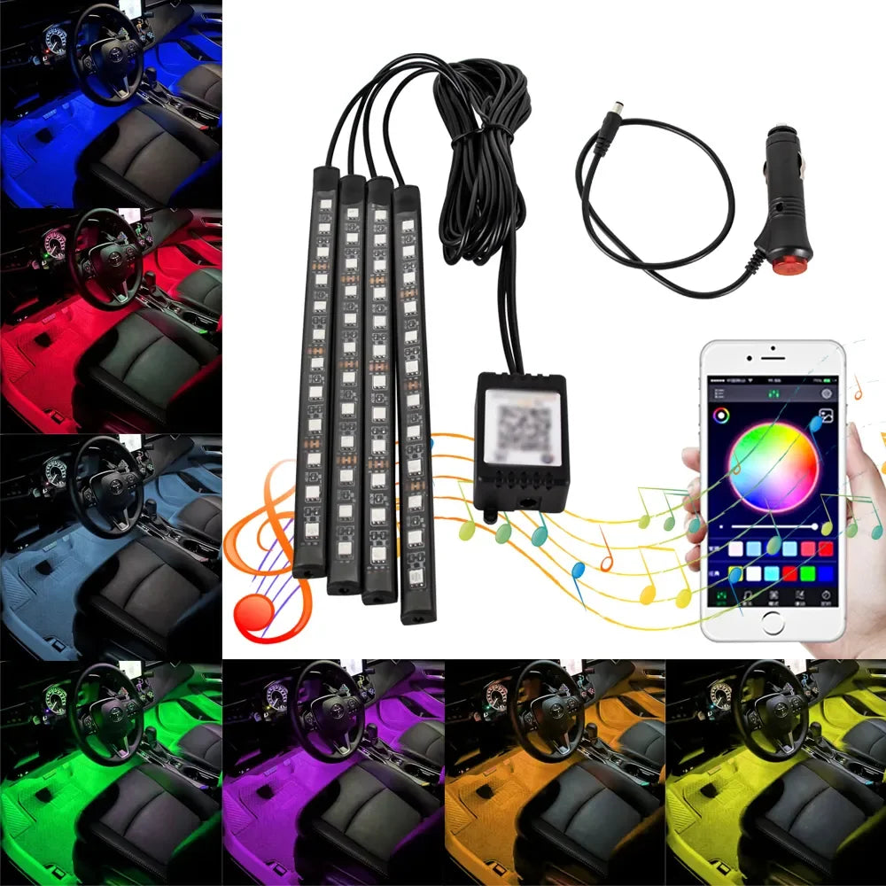 RGB Car Interior Ambient Light Strip – Music & Voice Control